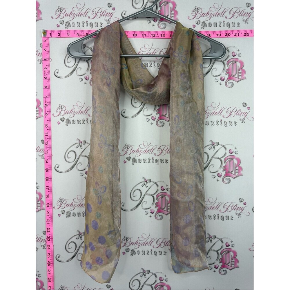 Lightweight Sheer Polka Dot Scarf in Taupe and Lavender